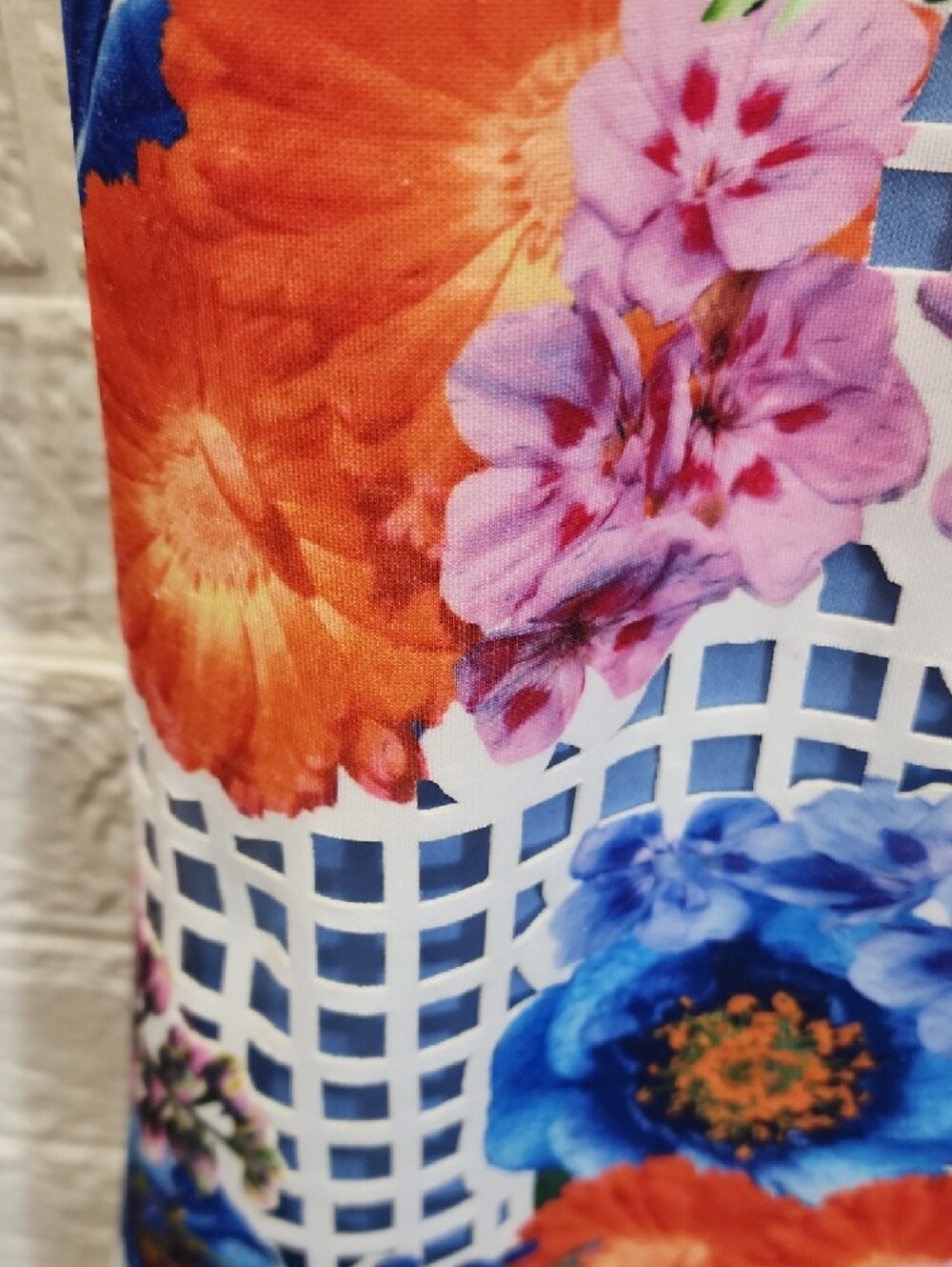 RobbieBee Sleeveless Floral Grid Mini Dress - Blue Multi - Picture 3 of 6